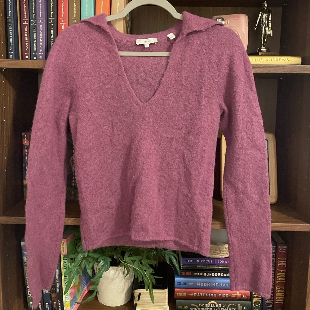 Vince Brushed V-Neck Polo Alpaca & Wool-Blend Sweater NWOT